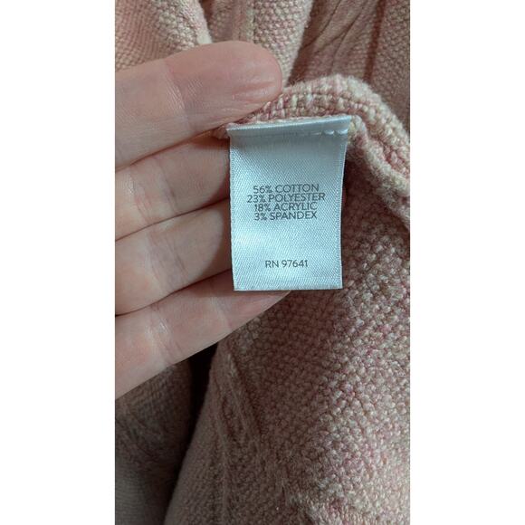 J. Jill Pink Perfect Cabled Crew-Neck Tunic Sweater Sz XL Pink Heather Preppy - Picture 6 of 7